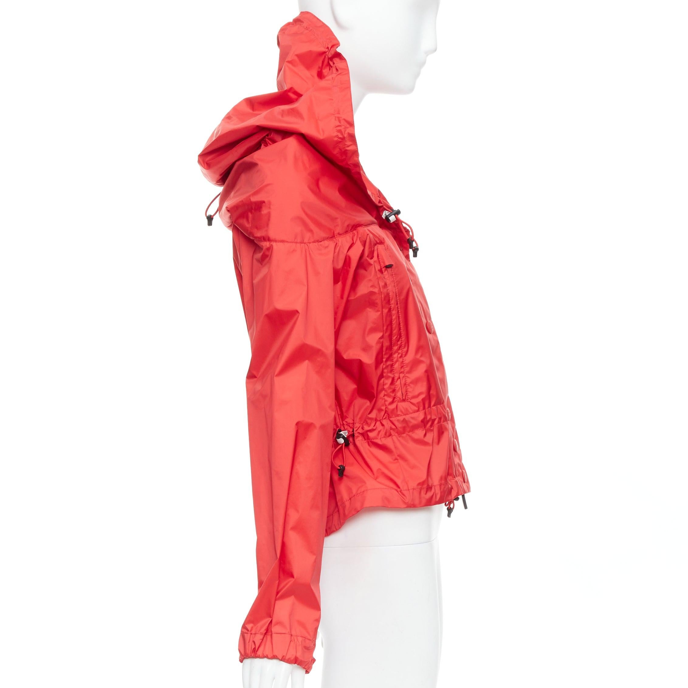 Women's MONCLER Grenoble red oversized hood nylon windbreaker coat Sz0 For Sale