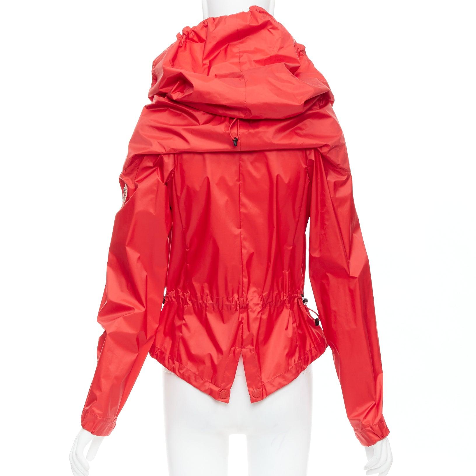 MONCLER Grenoble red oversized hood nylon windbreaker coat Sz0 For Sale 1