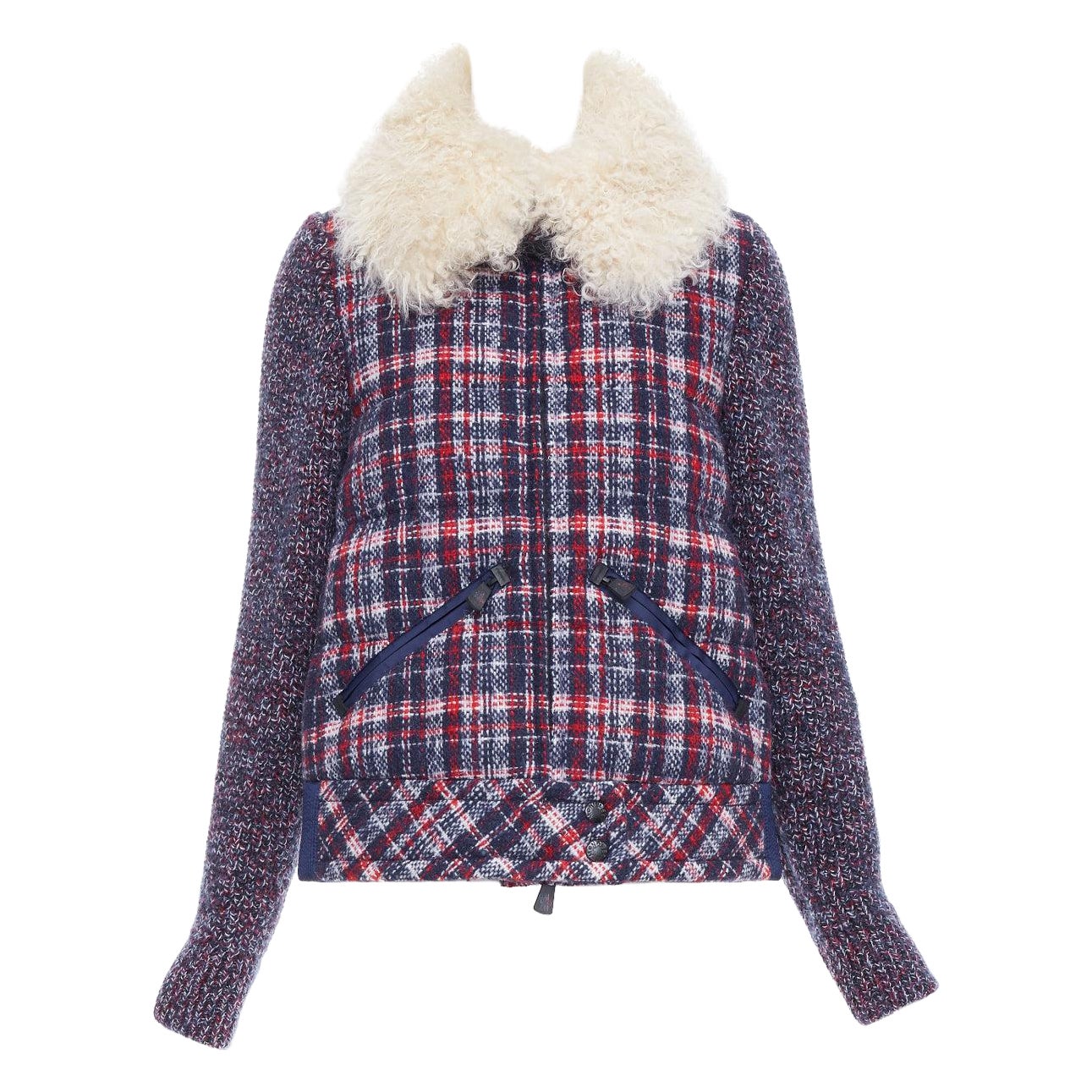 MONCLER GRENOBLE Pasarela Soleil piel de cordero cuello de ganso abajo puffer chaqueta Sz.0 XS