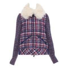 Moncler GRENOBLE Runway Soleil, veste polaire en duvet d'oie à col en fourrure d'agneau Sz.0 XS