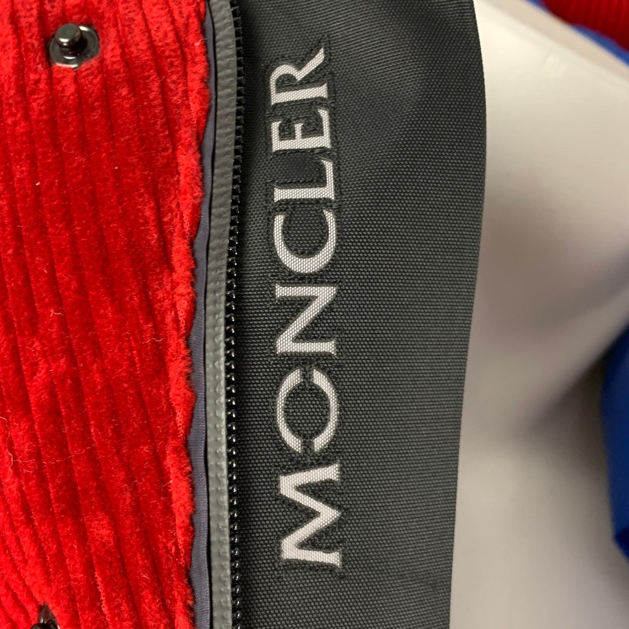MONCLER GRENOBLE  Size XL Red Corduroy Cotton Hooded Jacket For Sale 1
