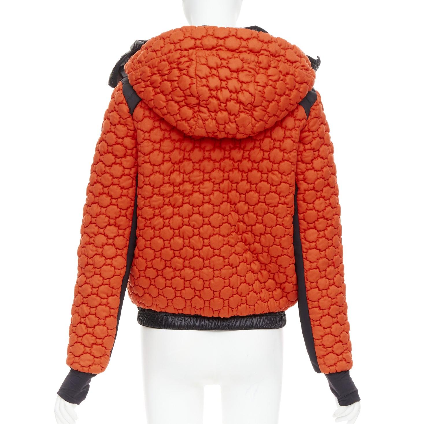Women's MONCLER Grenoble Soubeyran orange wool texture quilted down ski jacket Sz1 S For Sale