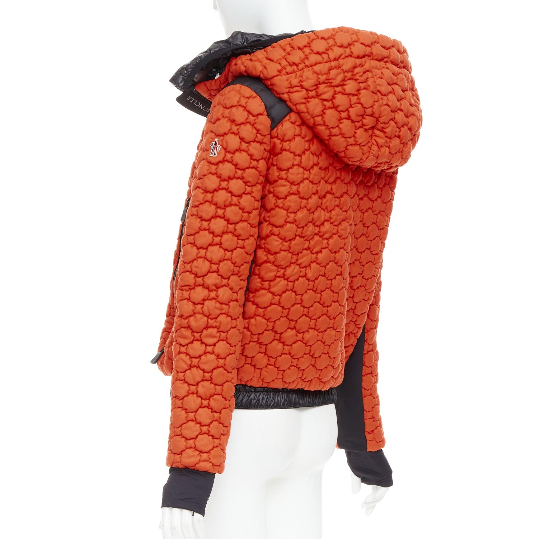 MONCLER Grenoble Soubeyran orange wool texture quilted down ski jacket Sz1 S For Sale 1