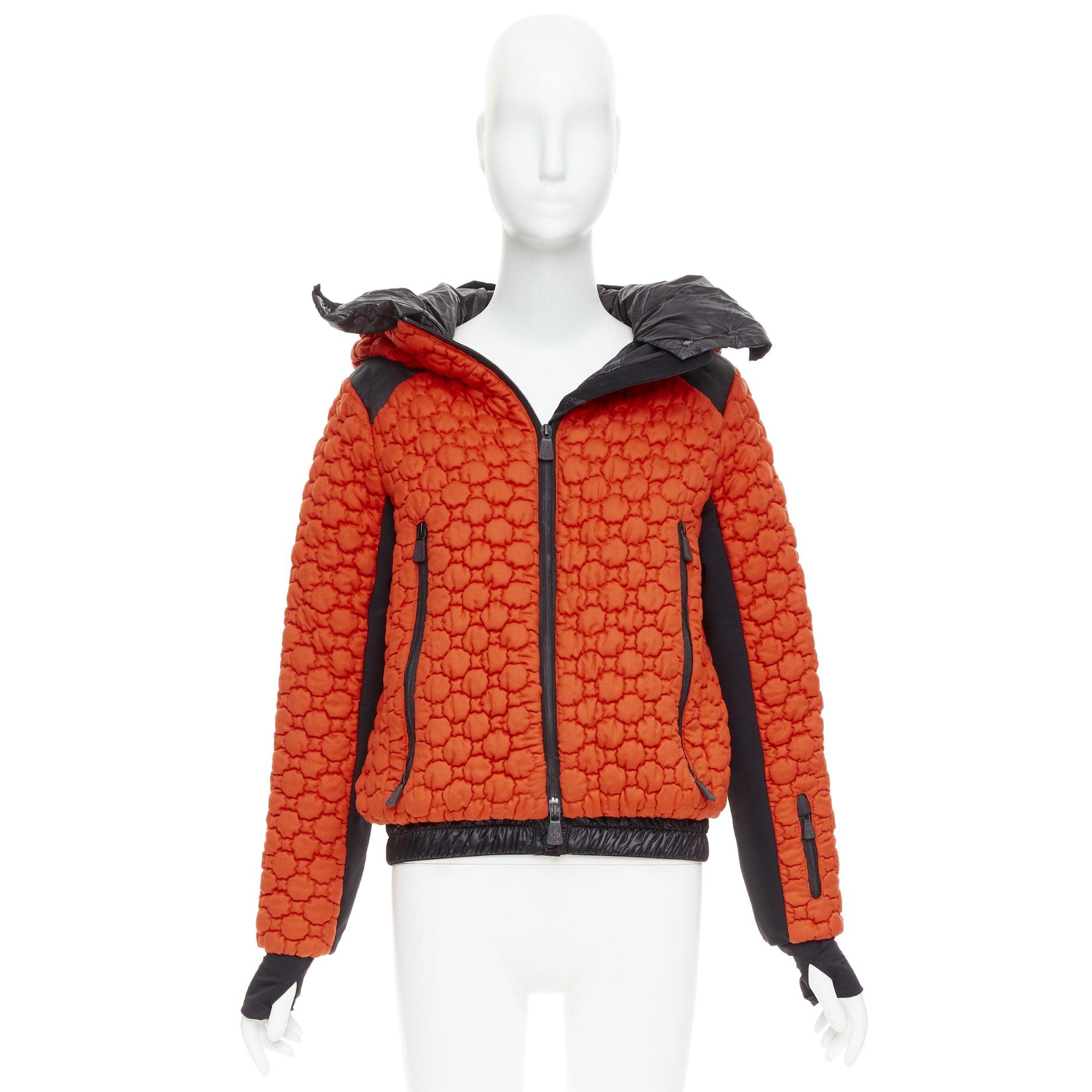 MONCLER Grenoble Soubeyran orange wool texture quilted down ski jacket Sz1 S For Sale 4