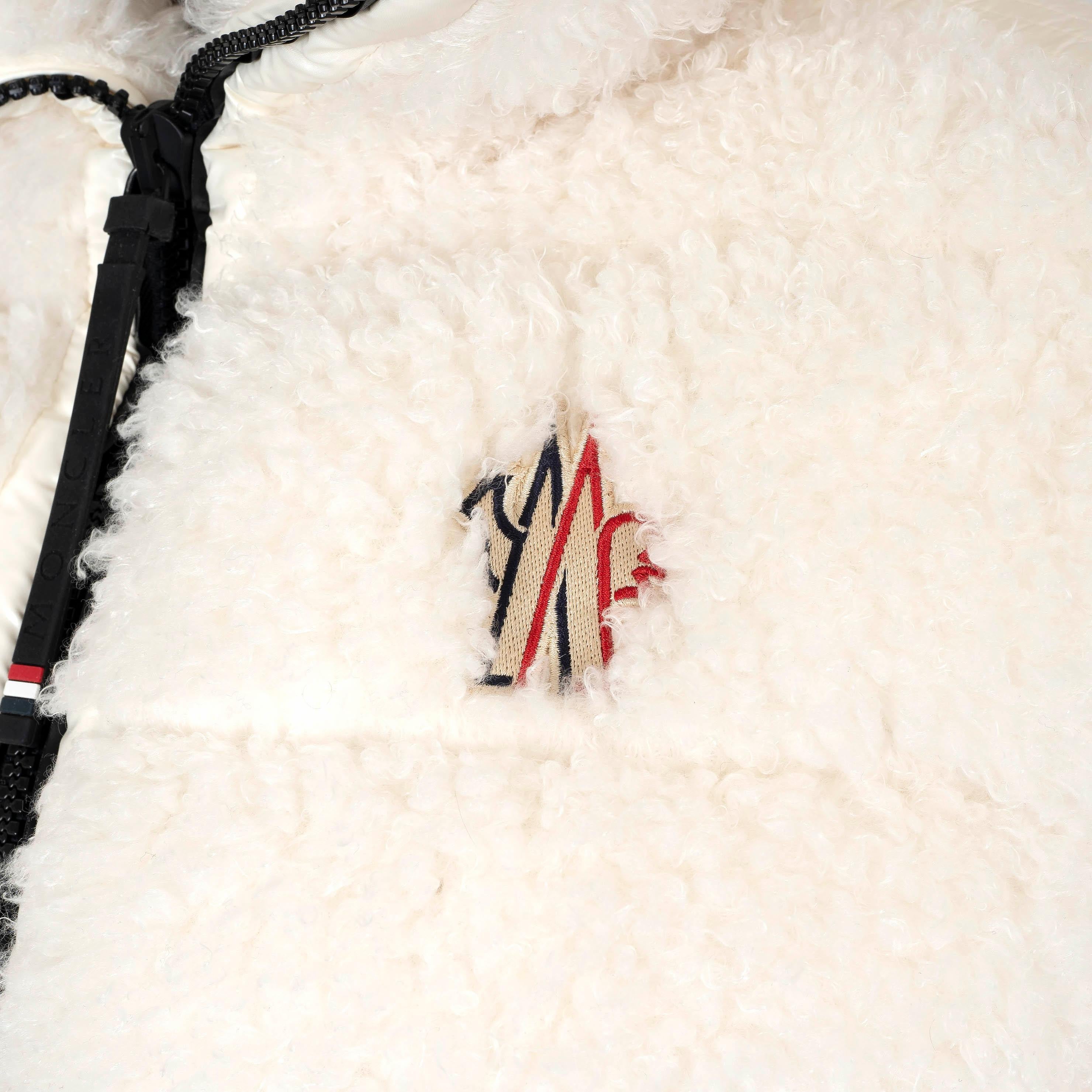 MONCLER GRENOBLE weiß 2021 FAUX FUR TEDDY FLEECE Jacke M Damen