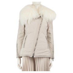 Moncler Grey Fur Collar Quilted Choisia Jacket Size S