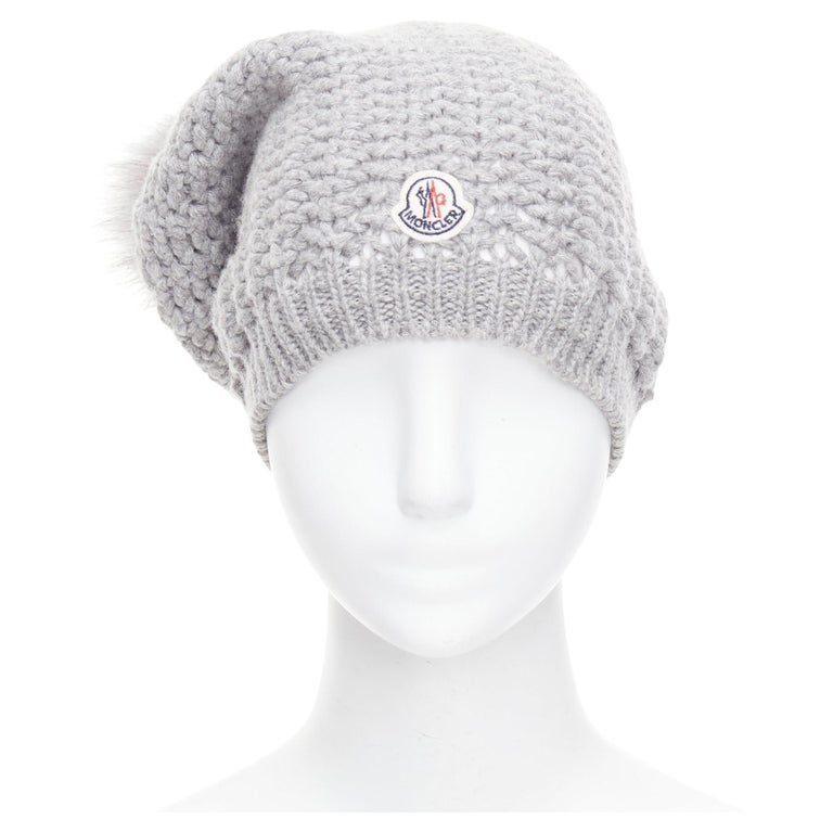 Moncler WOOL Ribbed Knit Beanie Hat Gray Used No Pom Pom w/ Dust Bag & Tags Moncler Hats - Grey | Garmentory main image 4