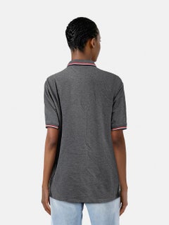 Moncler Grey Logo Patch Polo Top Size S