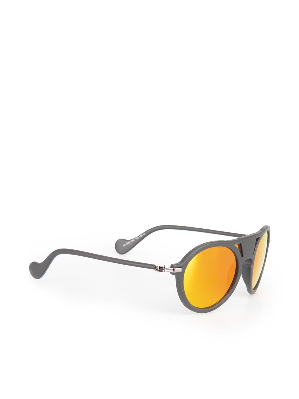 Brown Moncler Grey Mirrored Round Sunglasses For Sale
