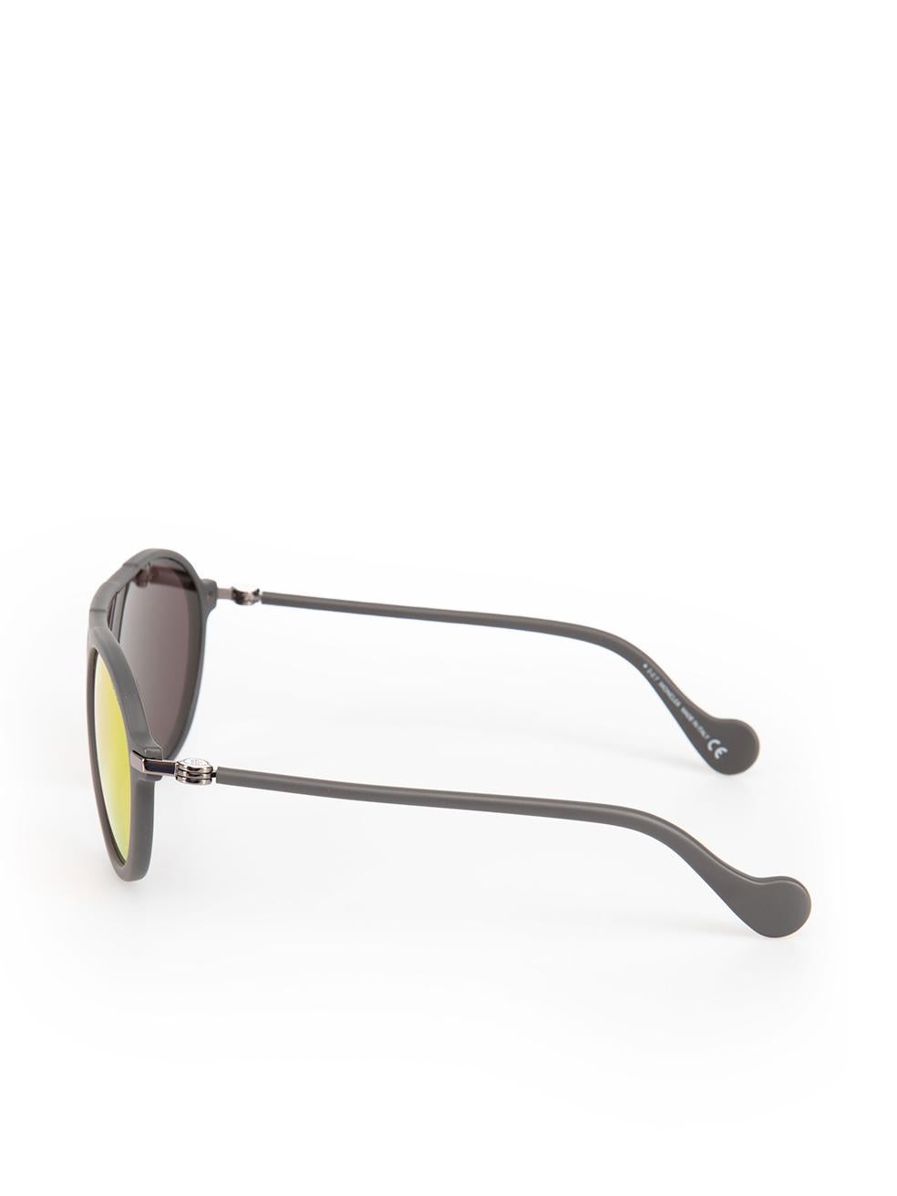 Women's Moncler Grey Mirrored Round Sunglasses For Sale