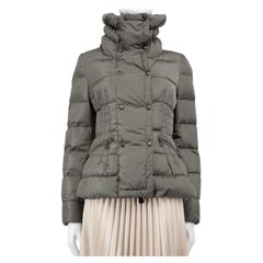 Moncler Grey Quilted High Neck Down Coat Size XL