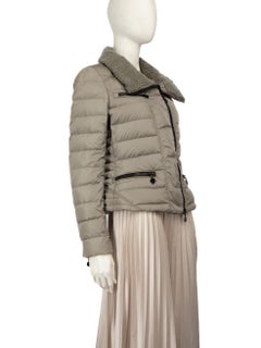 Moncler Grey Shearling Collar Down Coat Size XL