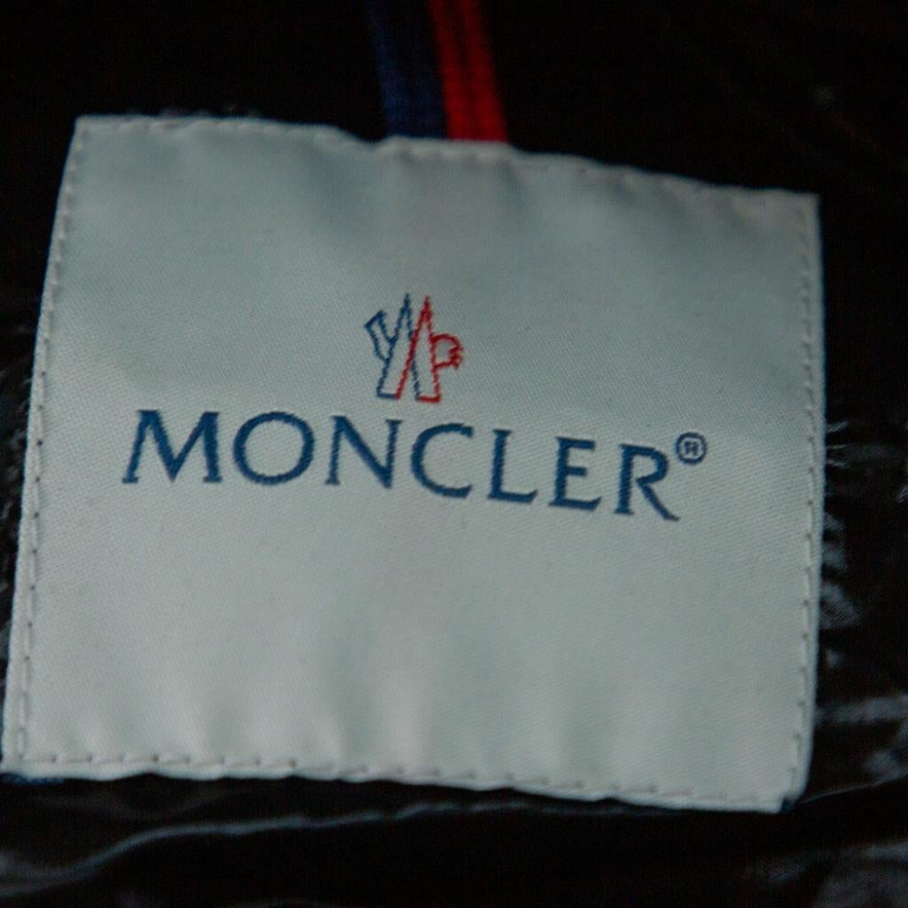 Black Moncler Grey Synthetic Quilted High Collar Belted Aliso Jacket L