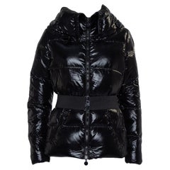Moncler Grau Synthetik gesteppt hohen Kragen Belted Aliso Jacke L