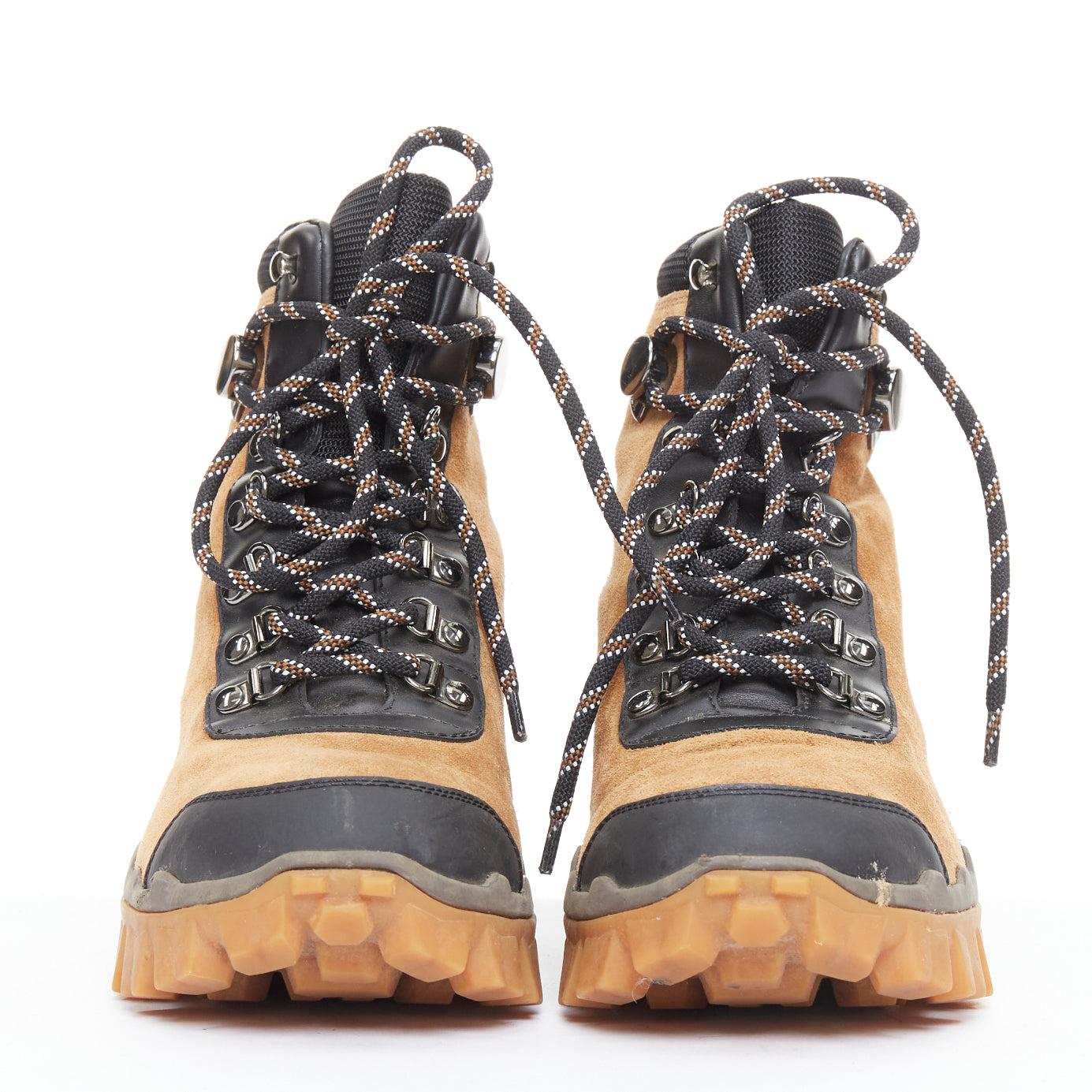 MONCLER Helis botines de senderismo negros de piel marrón EU37 Marrón en venta