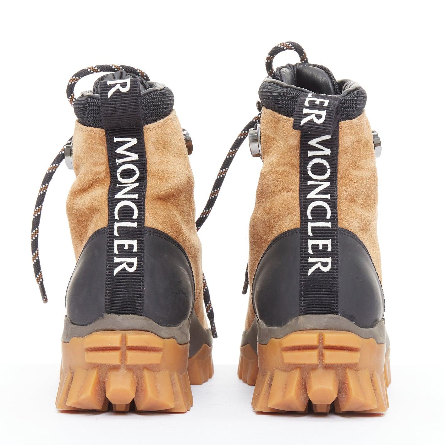 De las mujeres MONCLER Helis botines de senderismo negros de piel marrón EU37 en venta