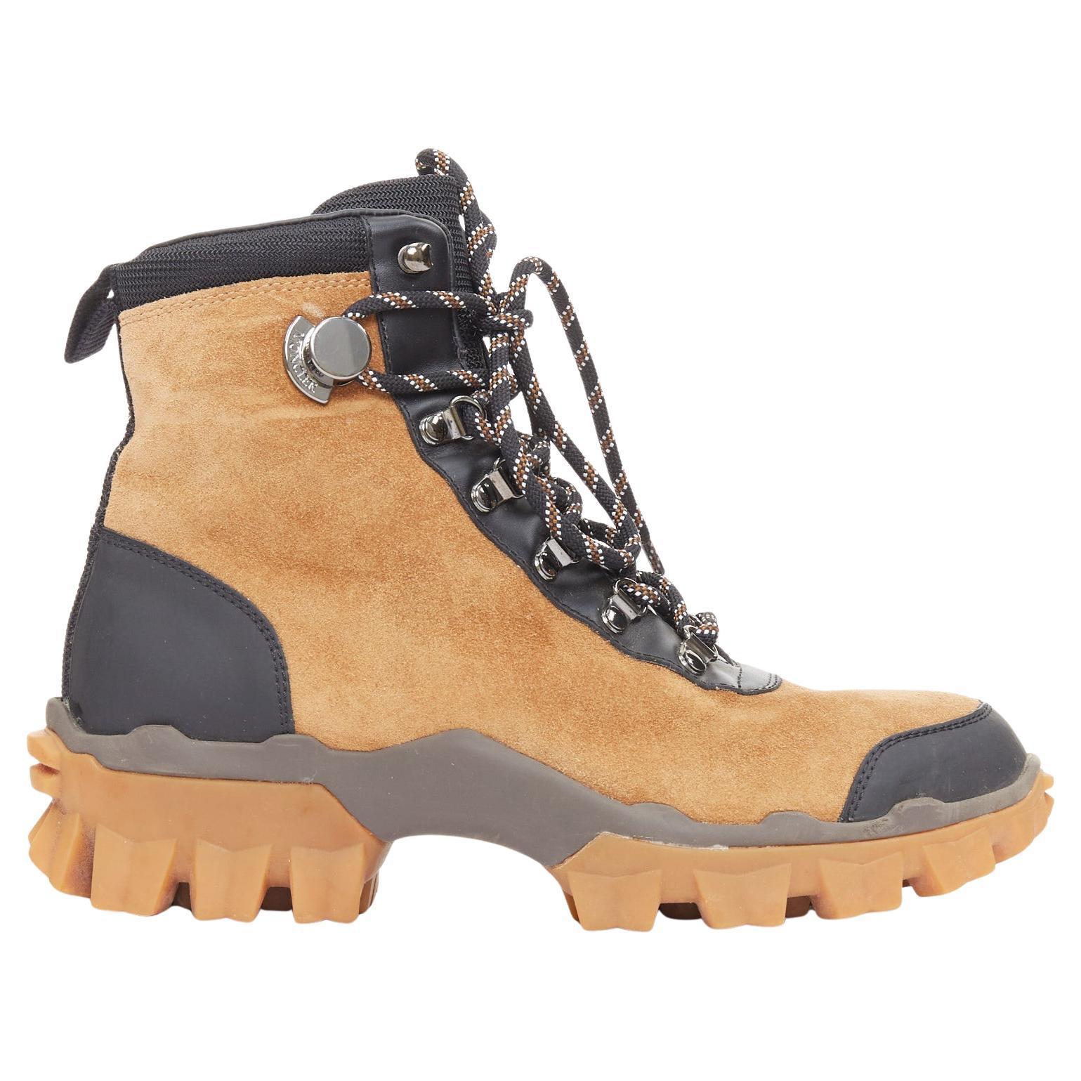 MONCLER Helis botines de senderismo negros de piel marrón EU37