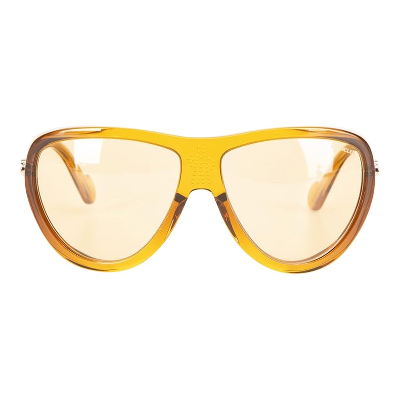 Moncler Honey Transparent Frame Mask Sunglasses