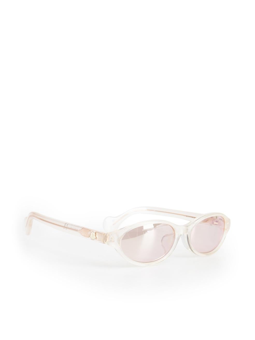 White Moncler Ivory Transparent Oval Sunglasses