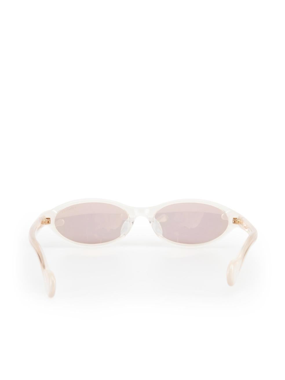 Moncler Ivory Transparent Oval Sunglasses In New Condition In London, GB
