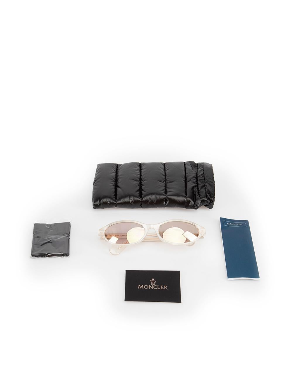 Moncler Ivory Transparent Oval Sunglasses 3
