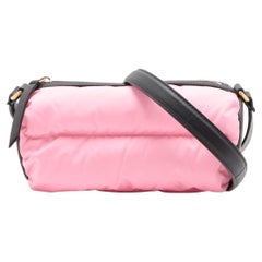 Moncler Keoni Nylon Leder Duffle Umhängetasche Rosa x Schwarz