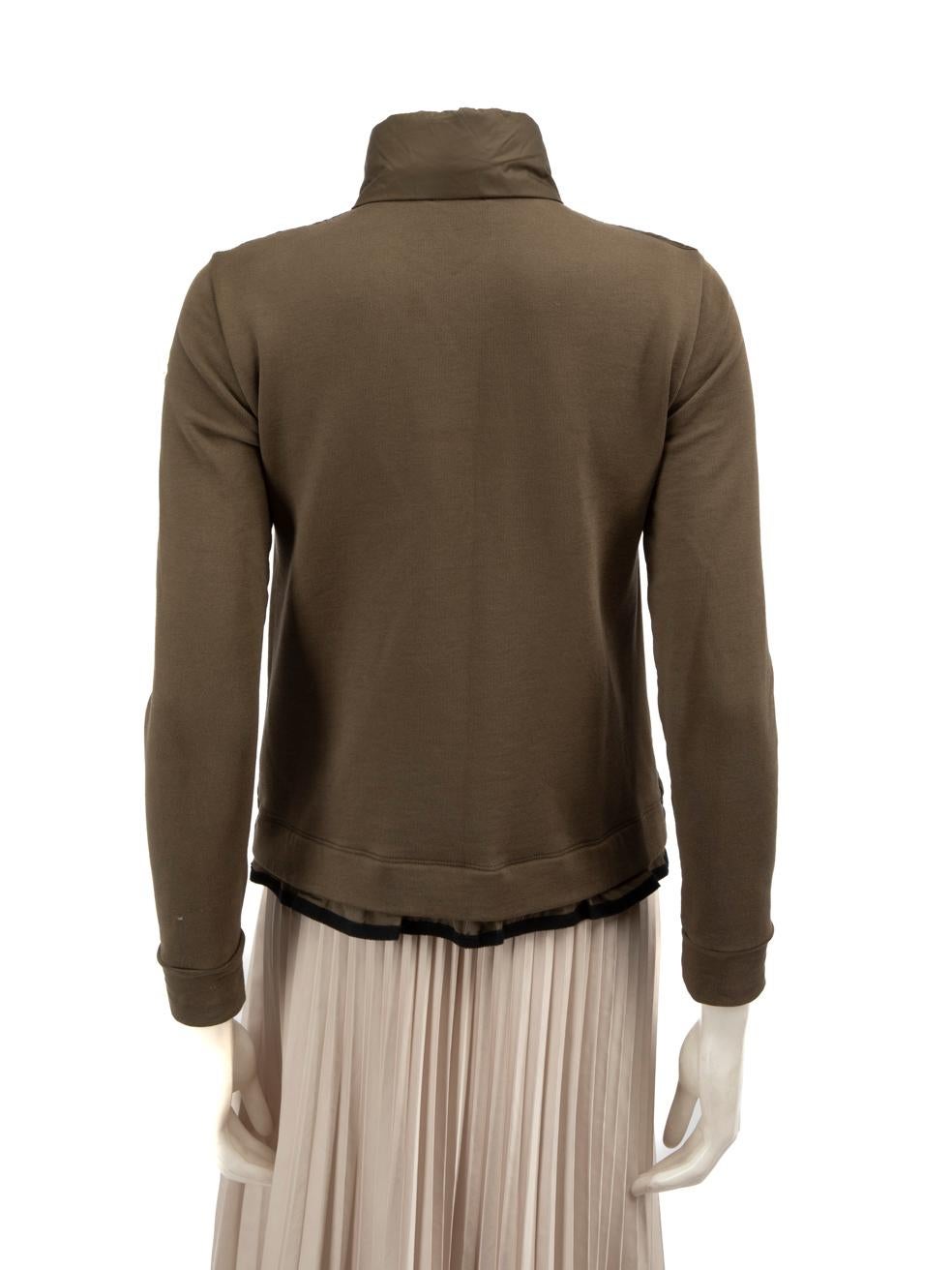 Nero Moncler Khaki Maglia Puffer Cardigan Taglia S in vendita