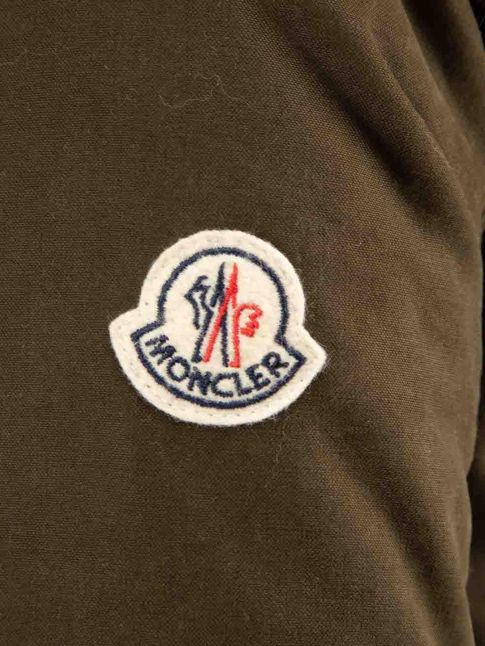 Moncler Khaki Raccoon Fur Collar Parka Coat Size XS In Excellent Condition In London, GB