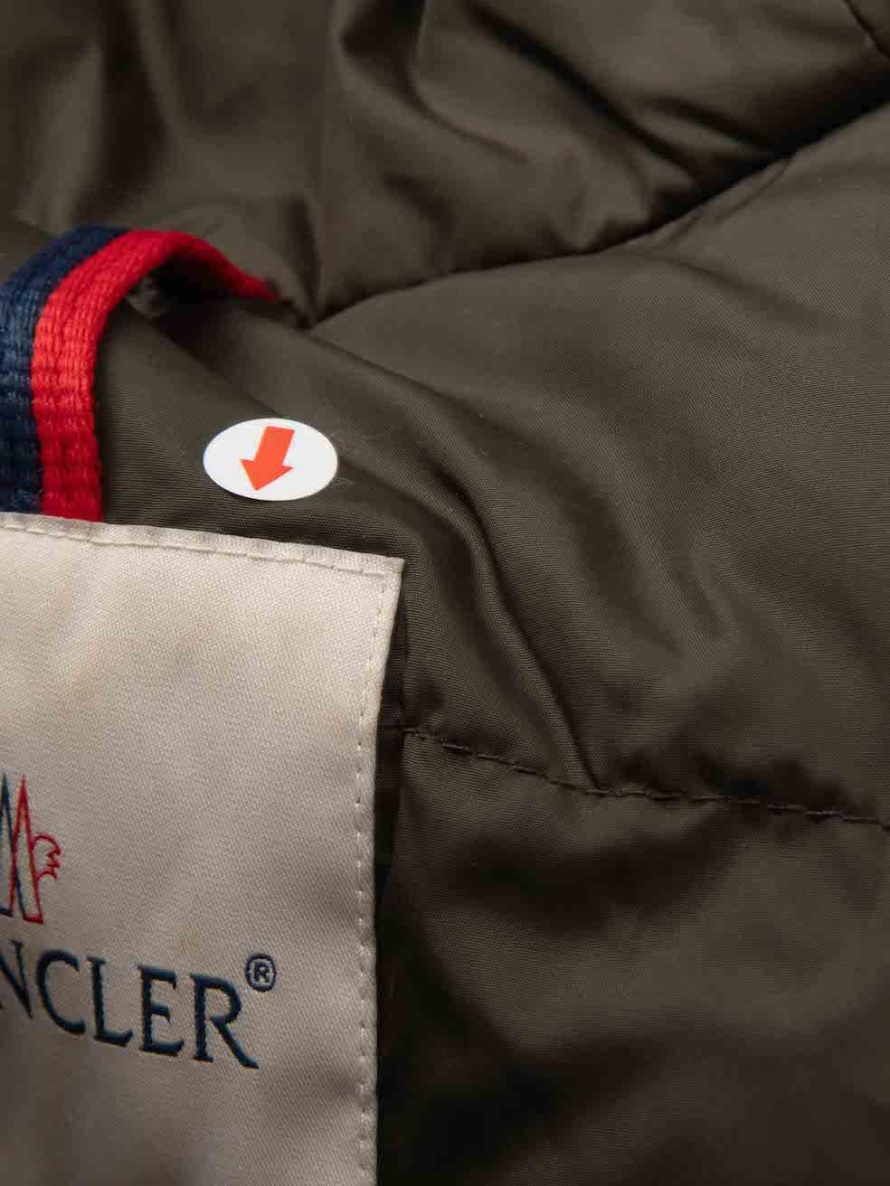Women's Moncler Khaki Raccoon Fur Collar Parka Coat Size XS