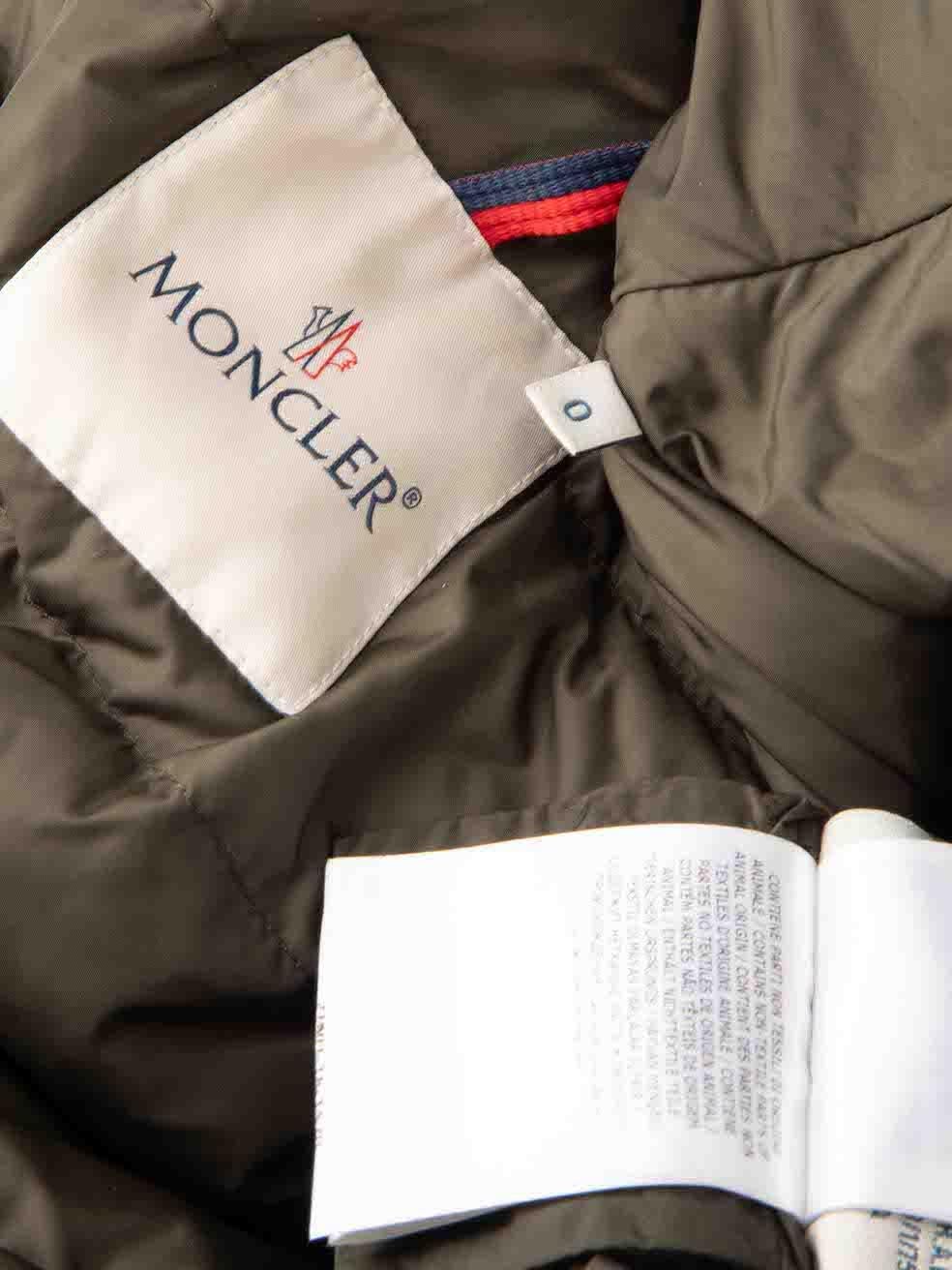 Moncler Khaki Raccoon Fur Collar Parka Coat Size XS 2