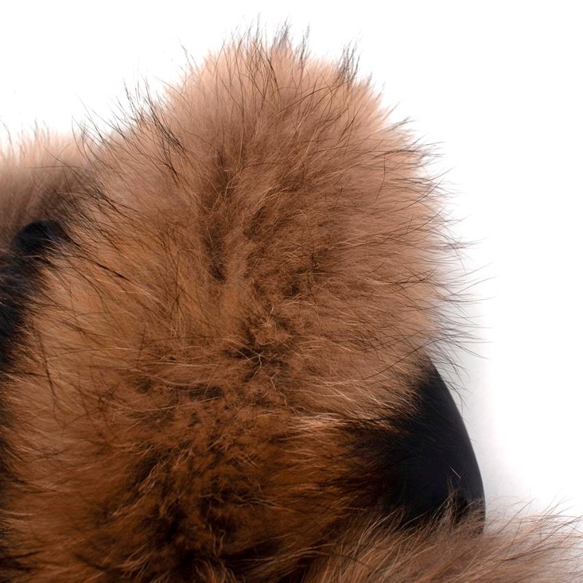 Black Moncler Kids 12Y Navy Fur Trimmed Belted Down Coat - Size 12 Years