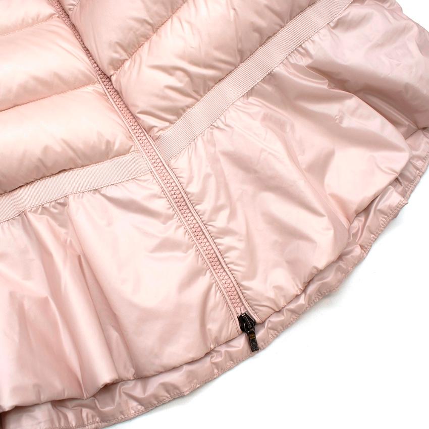 Moncler Kids 12Y Pink Ruffled Hem Down Hooded Coat - Size 12 Years 1