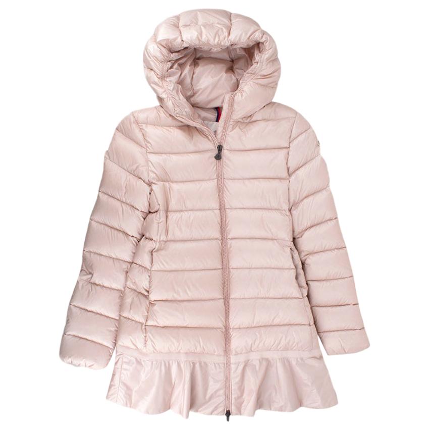 Moncler Kids 12Y Pink Ruffled Hem Down Hooded Coat - Size 12 Years at  1stDibs