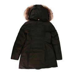 Moncler kids 16Y Green Fur Trimmed Down Coat - Size 16 Years