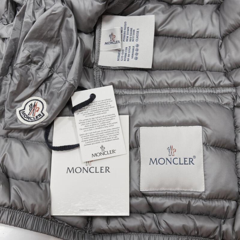 MONCLER Lans Giubbotto grey down feather padded puffer jacket US0 XS For Sale 5