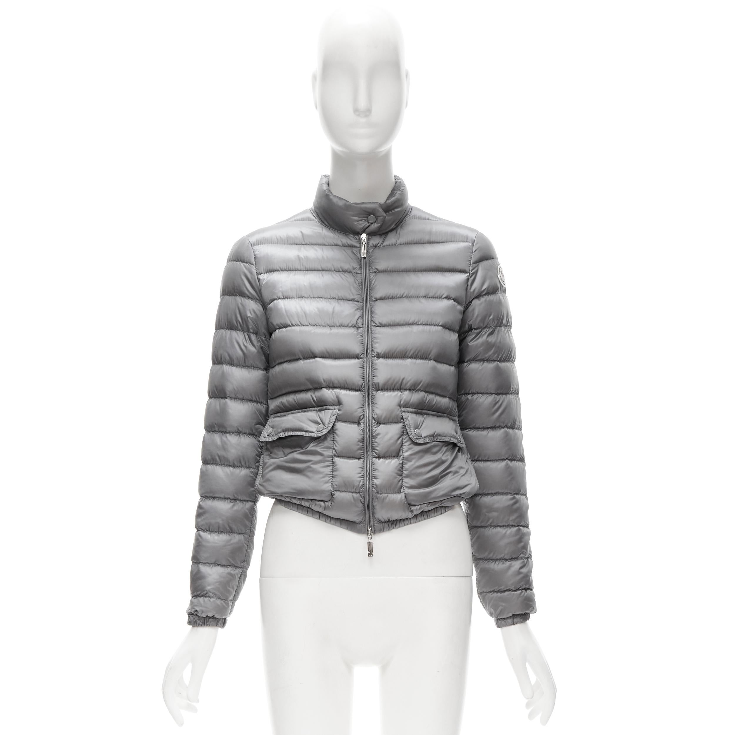 MONCLER Lans Giubbotto grey down feather padded puffer jacket US0 XS 3