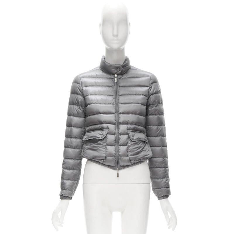 MONCLER Lans Giubbotto grey down feather padded puffer jacket US0 XS For Sale 6