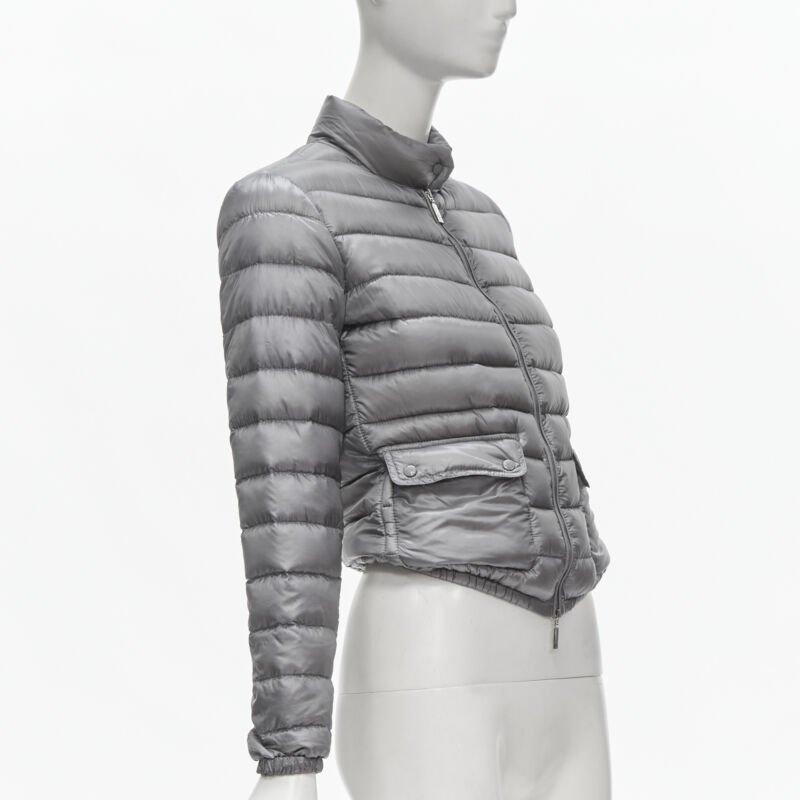 MONCLER Lans Giubbotto grey down feather padded puffer jacket US0 XS In Excellent Condition For Sale In Hong Kong, NT