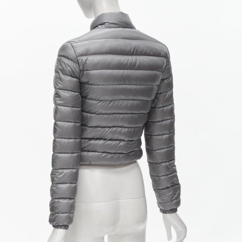 MONCLER Lans Giubbotto grey down feather padded puffer jacket US0 XS For Sale 2