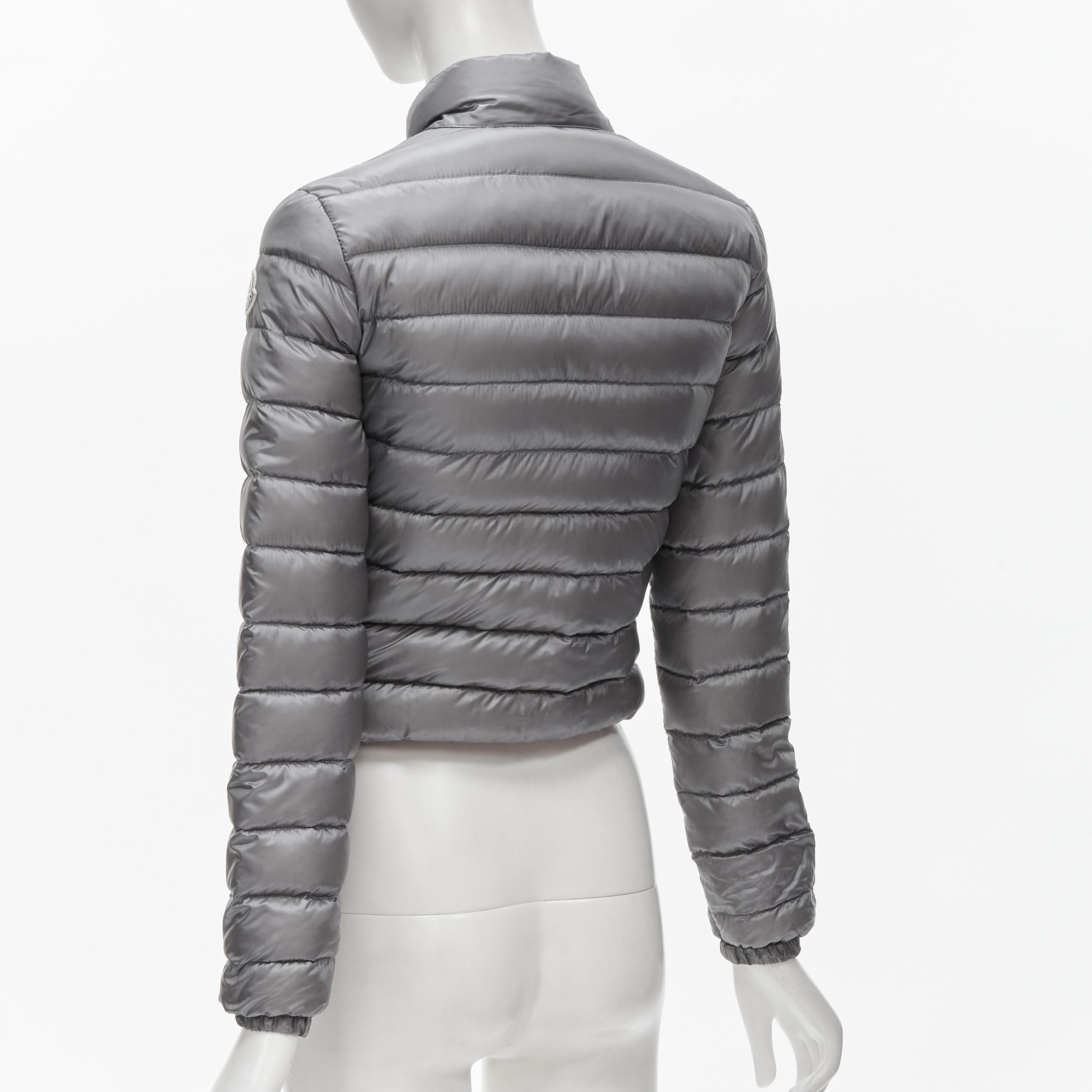 Women's MONCLER Lans Giubbotto grey down feather padded puffer jacket US0 XS