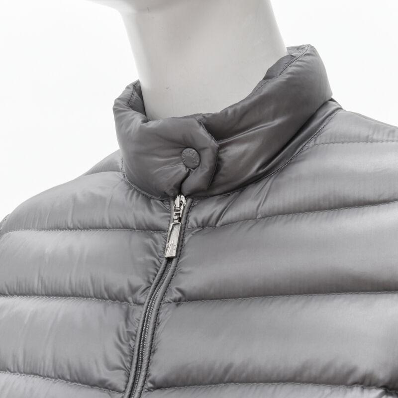 MONCLER Lans Giubbotto grey down feather padded puffer jacket US0 XS For Sale 3