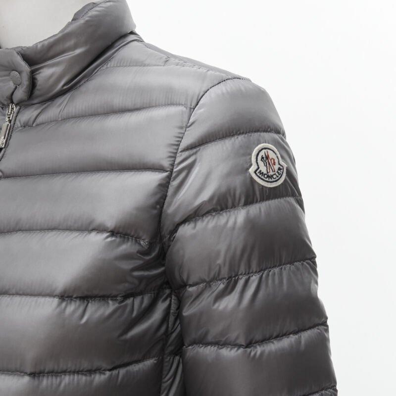 MONCLER Lans Giubbotto grey down feather padded puffer jacket US0 XS For Sale 4