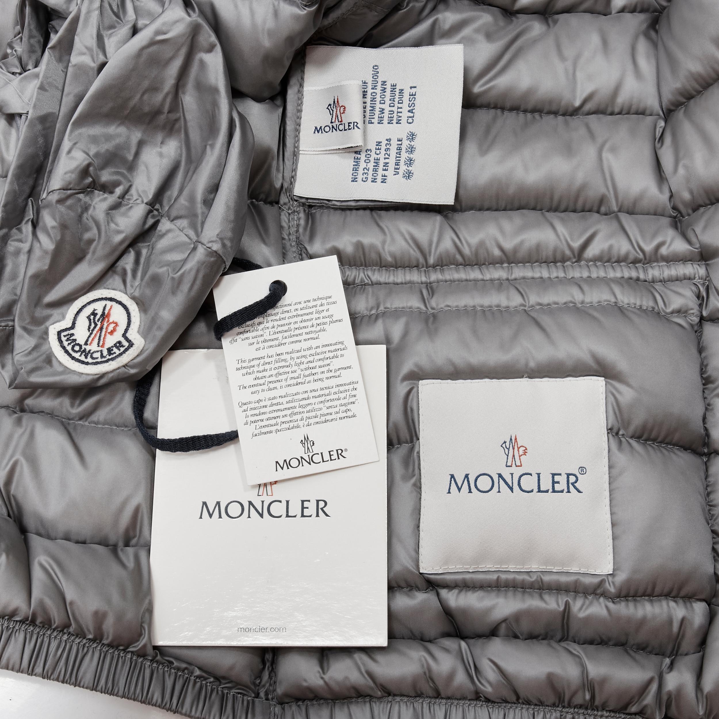 MONCLER Lans Giubbotto grey down feather padded puffer jacket US0 XS 2