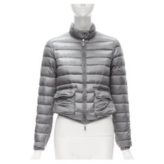 MONCLER Lans Giubbotto grey down feather padded puffer jacket US0 XS