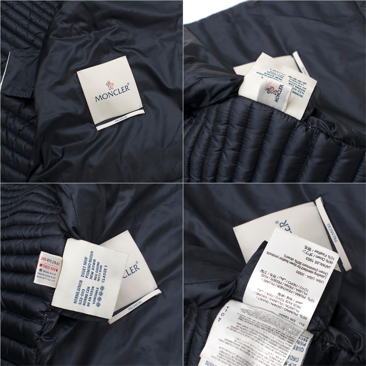 Moncler Lans Navy Lightweight Quilted-Down Jacket SIZE 0 In Excellent Condition In London, GB
