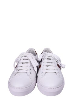 Moncler Leather Sneakers White with Tricolor Stripe Detail - EU 39