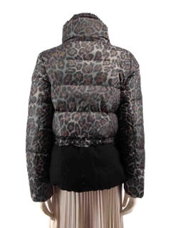 Moncler Leopard Argentee Quilted Down Jacket Size L