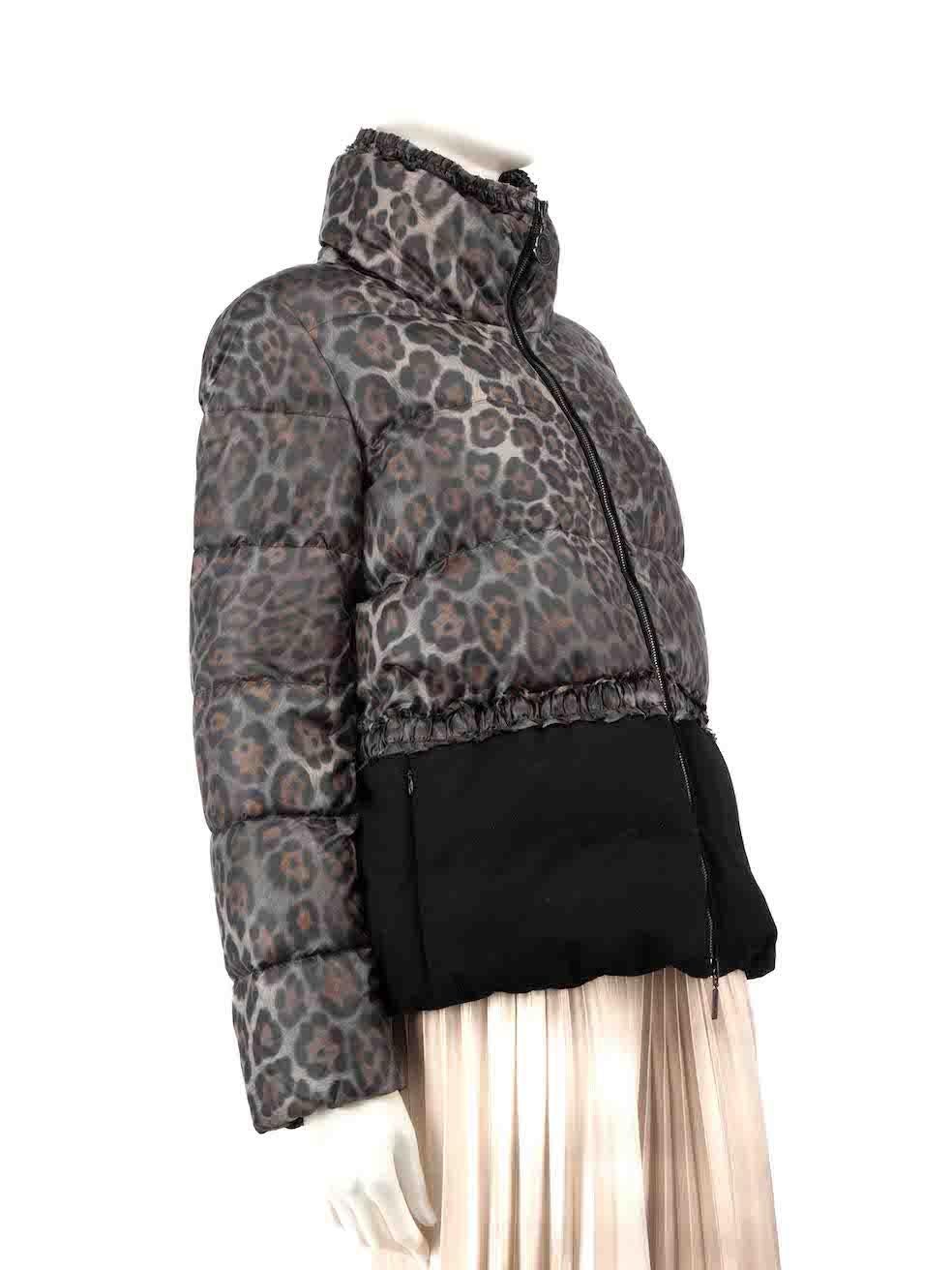 Women's Moncler Leopard Argentee Quilted Down Jacket Size L