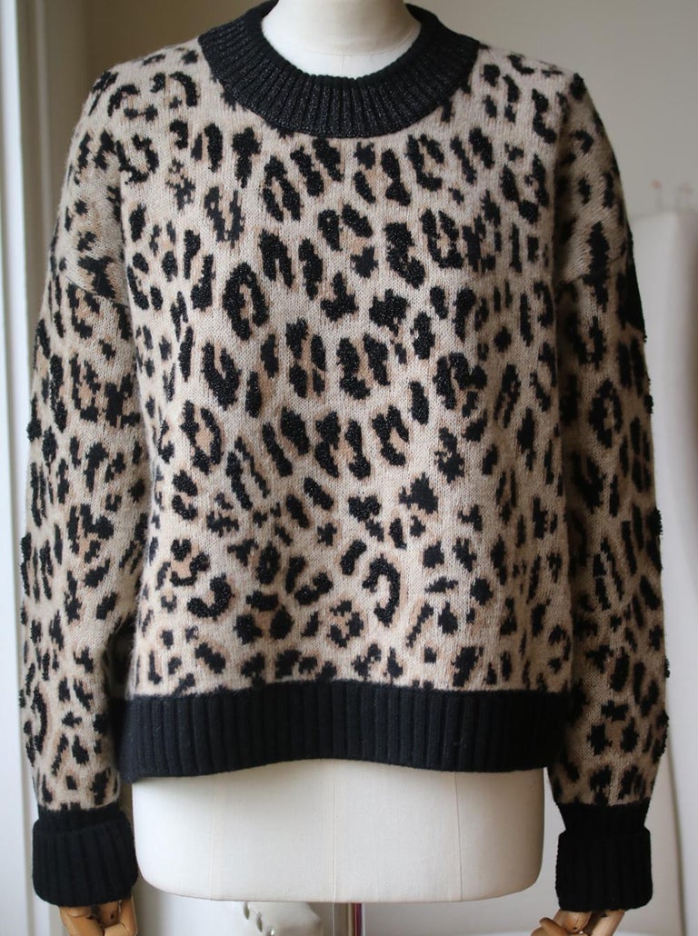 Moncler Leopard-Print Wool-Blend Sweater For Sale at 1stdibs