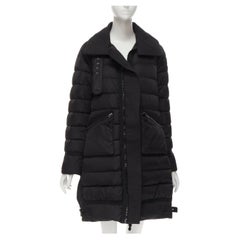 Moncler Machiko Giubbotto in nylon nero con collo trapuntato in piuma d'oca Sz 2 M.
